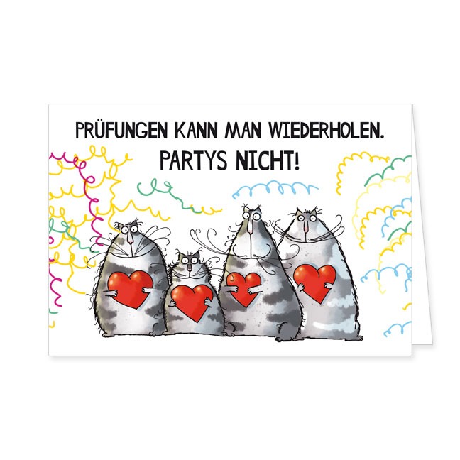 Doppelkarte Catzz - Partys wiederholt man nicht- Rannenberg &amp; Friends - Doppelkarte Klappkarte mit
