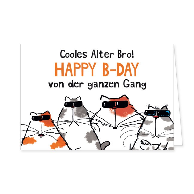 Doppelkarte Catzz - Cooles Alter Bro- Rannenberg & Friends - Doppelkarte Klappkarte mit Umschlag