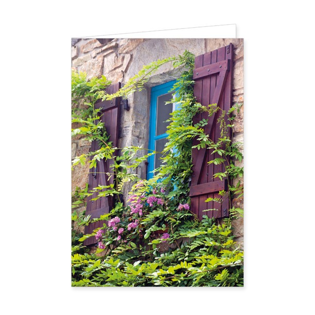 Doppelkarte Fenster mit Blumen und Rankpflanze - Rannenberg & Friends - Doppelkarte Klappkarte