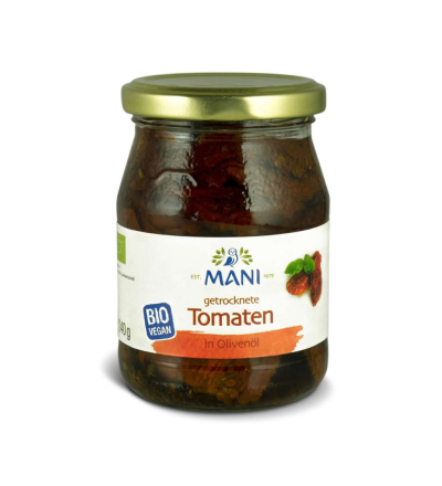 Bio Getrocknete Tomaten in Olivenöl im Pfandglas - Mani