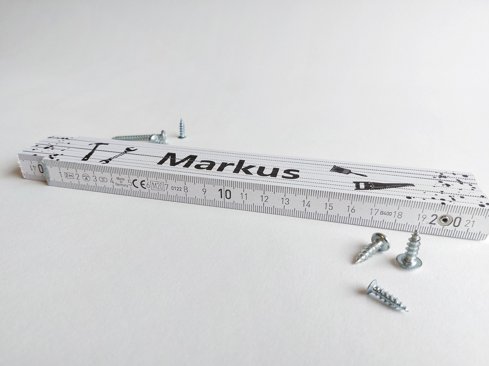 Werkzeug Meterstab mit Namen - 10 vers. Schrift Designs Meterstab mit Wunsch-Namen Zollstock