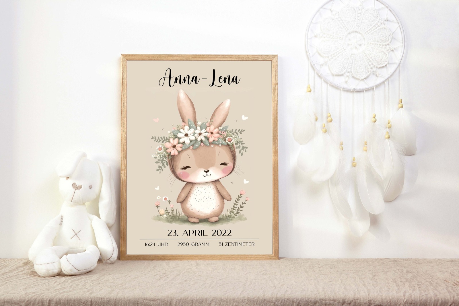 Poster mit Namen und Tier-Motive | Geburtsdaten, Geburtsposter für Taufe newborn personalisiertes