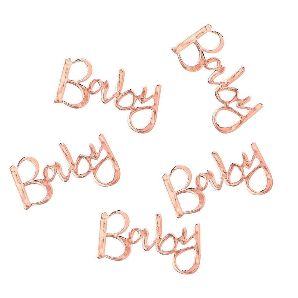 Konfetti Baby - Roségold - 14 g | Baby Tischdekoration Schrift Konfetti Baby | Babyparty-Konfetti