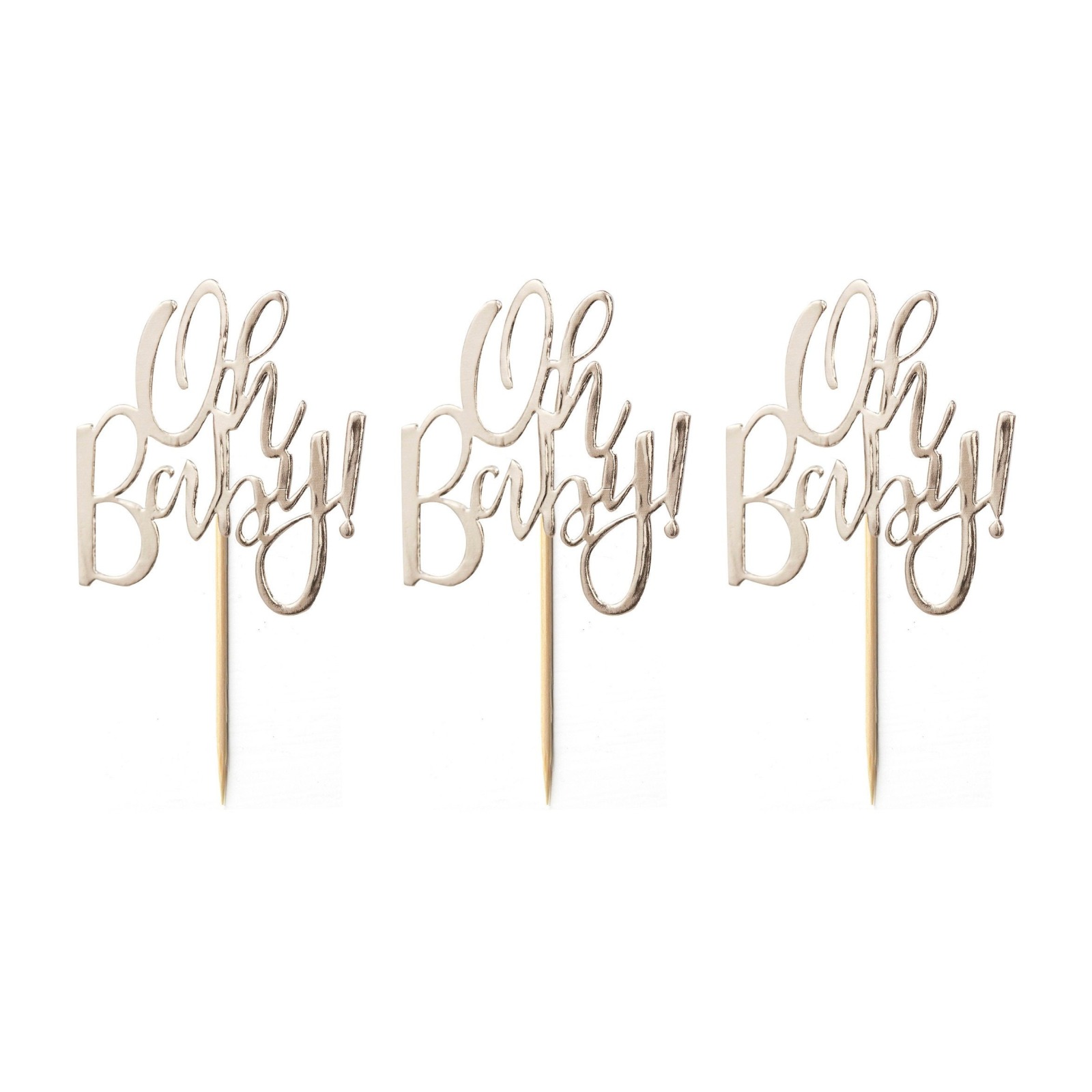 Oh Baby Cupcake Topper | 12 Cake-ToppernGoldfolie | 13,5 x 7cm | Baby Party Muffin Dekoration