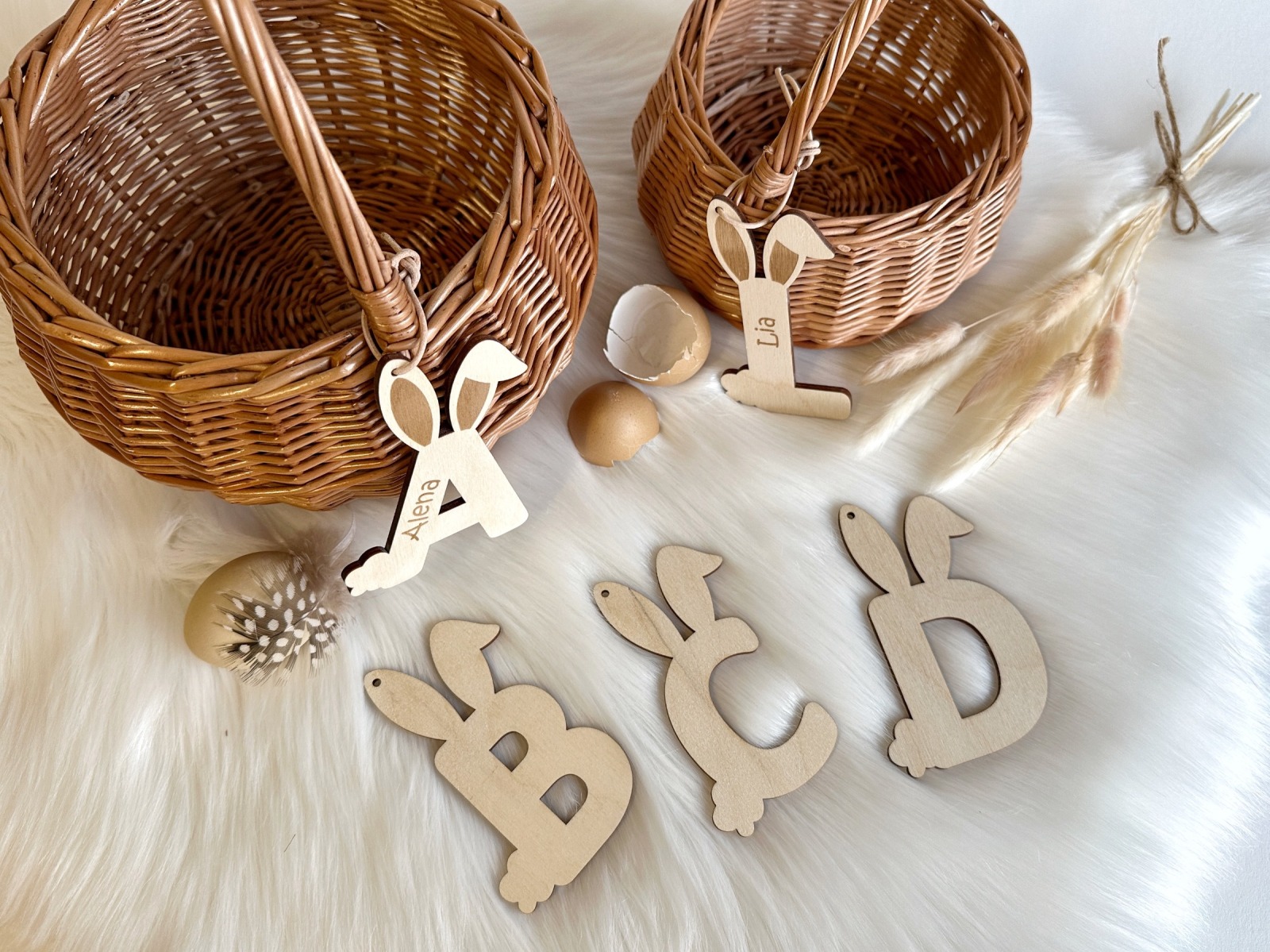 Osterkörbchen mit Initial-Buchstaben Hasenohren 8