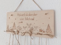 Häuschen Adventskalender mit personalisiertem Holz Schild | Zum selbst Befüllen | Holzschild mit