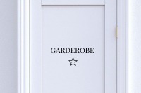 Türschild Garderobe mit Symbol: Herz, Blatt, Anker