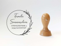 Adressstempel - Frankenbach | Blätterring filigran | personalisierter Familienstempel | Holzstempel