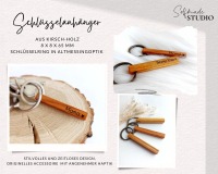 Holzstab Schlüsselanhänger | Holz Stäbchen mit Metallring individuelle Gravur Geschenk 4