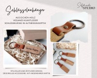 Holz Schlüsselanhänger mit Lederband | Schlüsselanhänger personalisiert mit Namen &amp; Symbole 4