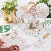 Props - JGA Botanical 10er Set | Gold Personalisierbar | Photo Booth Props | Jungesellinnen Abschied