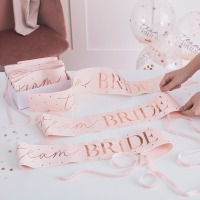 Team Bride 6-Schärpen | JGA Outfit Roségold | Party Accessoires Junggesellinnen Abschied | Outfit