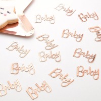 Konfetti Baby - Roségold - 14 g | Baby Tischdekoration Schrift Konfetti Baby | Babyparty-Konfetti
