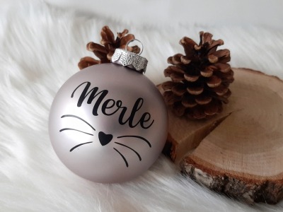 Haustier Aufkleber für Weihnachtskugel - Personalisierter Schriftzug zum selbst aufkleben Pfote Katze Hund Baumschmuck für Weihnachten