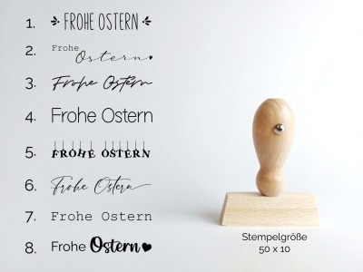 Frohe Ostern - Stempel - 50 x 10 mm - 8 vers Designs Holzstempel Rechteckig