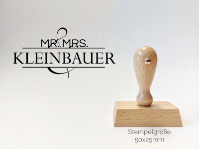Mr &amp; Mrs Stempel - Undzeichen | Nachname | Hochzeitstempel personalisiert - Stempel Rechteckig 70x40