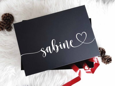 Geschenkbox mit Wunschnamen - edle Geschenkkiste Weihnachtsgeschenk Geschenkverpackung zum selbst Befüllen DIY Gechenkkarton
