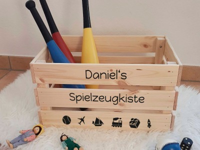 Spielzeugkiste Groß Aufkleber - DIY Spiel Kiste Kinderkiste zum befüllen Schriftzüge Aufkleber