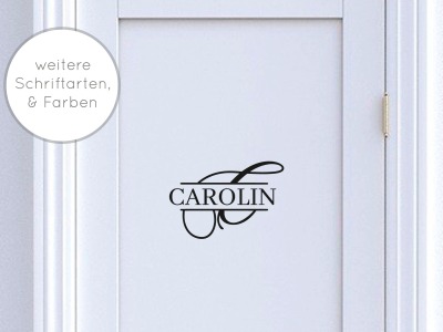 Türaufkleber Monogramm mit Namen - Selbstklebend Tür-/ Wandsticker mit Wunschnamen Aufkleber für