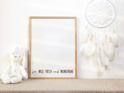Spiegel Wunderbar - Sei wild frech und Wunderbar - Schriftzug Aufkleber Ideal zum Aufkleben auf einem Spiegel Geschenk Idee für Eltern