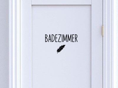 Türschild Badezimmer / Bad mit Symbol - Türbeschriftung in verschiedenen Schriftarten Farben Symbolen - Herz Blatt Anker - Tür-Aufkleber