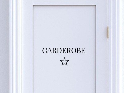 Türschild Garderobe mit Symbol: Herz Blatt Anker - Türbeschriftung in verschiedenen Schriftarten Farben Symbolen Tür-Aufkleber