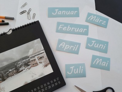 12 Monate Aufkleber - Januar Monatsnamen Aufkleber für Kalender - 3cm höhe - Ideal zum Aufkleben