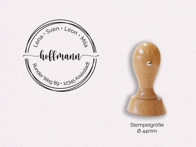 Adressstempel - Hoffmann | Kreis gezeichnet | personalisierter Familienstempel Vornamen |