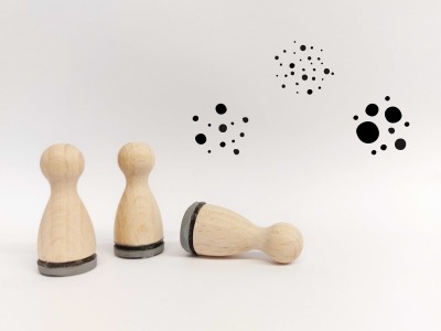Ministempelset Sprenkel - Punkte - Kleckse - Konfetti - 3 Stempel mit 12mm Durchmesser | Holzstempel