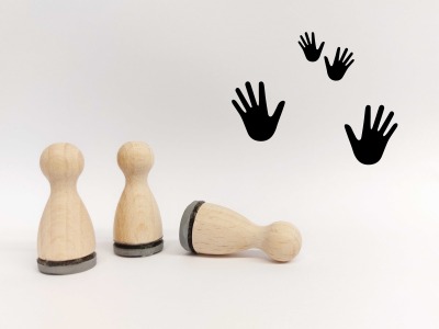 Ministempelset Hände - 3 Stempel mit 12mm Durchmesser | Holzstempel Weihnachten / Advent | Tomte