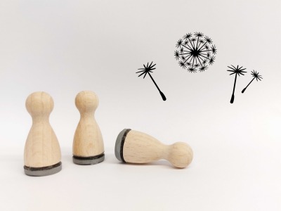 Ministempelset Pusteblume - 3 Stempel mit 12mm Durchmesser | Holzstempel Frühling / Ostern