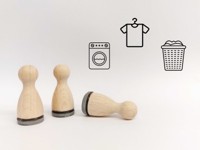 Ministempelset Wäsche-Icons - 3 Stempel mit 12mm Durchmesser | Wäsche und Symbole