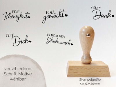 Kalligraphie | Stempel vers Sprüche | 50x25 mm | 8 Design - Für Dich | Toll gemacht | Vielen Dank | Viel Glück | Alles Liebe | Eine Kleinigkeit | Handmade with love