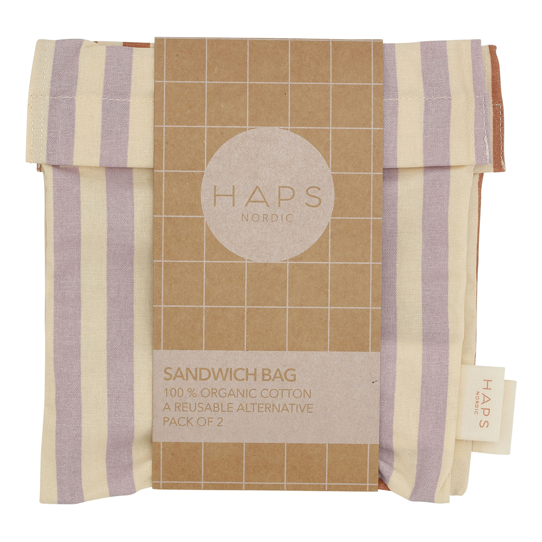 Sandwich Bag Marine stripe Terracotta/Lavender - Haps Nordic 6