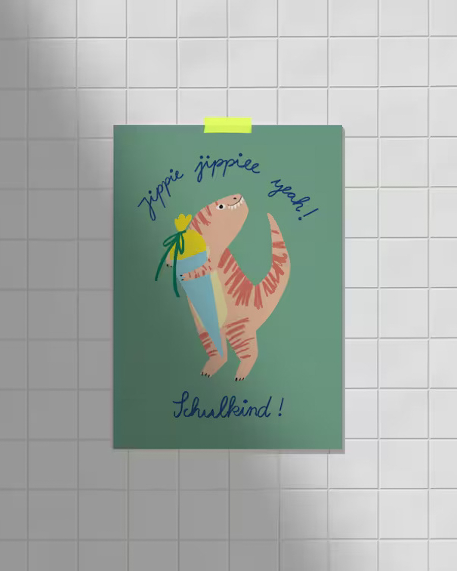 Postkarte Schulkind Dino JudithMachtDas
