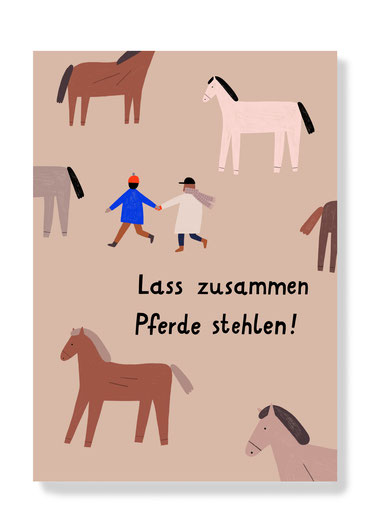 Postkarte Pferde Stehlen Anna Katharina Jansen