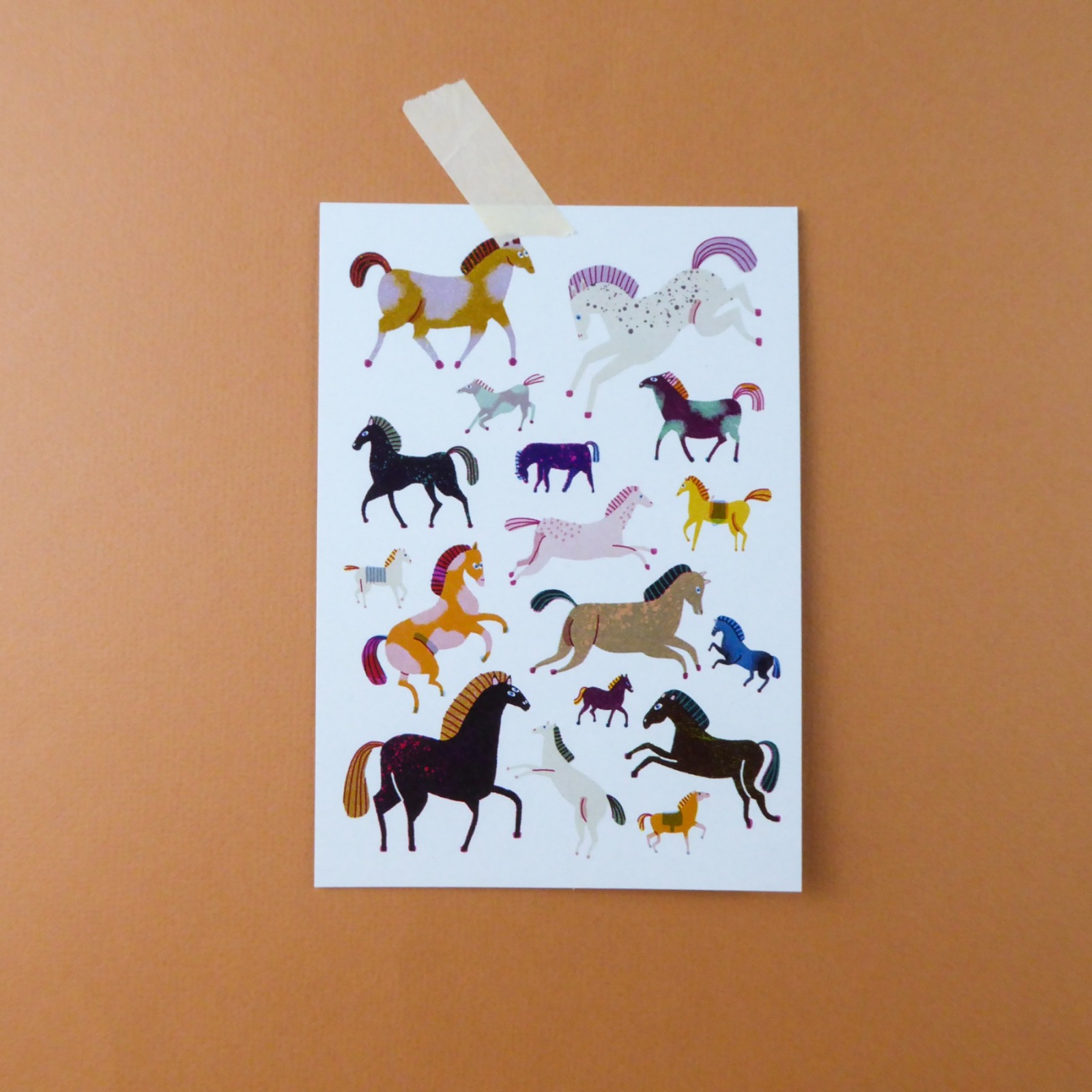 Postkarte Horses Jungwiealt
