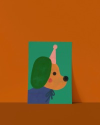 Postkarte Partyhund GRÜN - Framboise und Ketchup