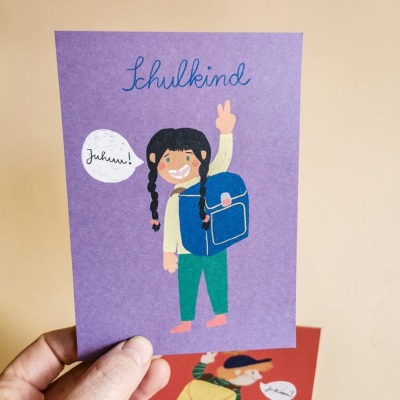 Postkarte Schulkind Girl JudithMachtDas - Schulkind Mädchen