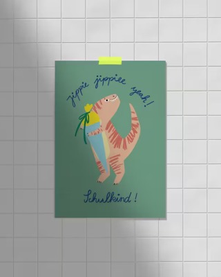Postkarte Schulkind Dino JudithMachtDas - Dino