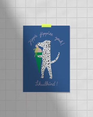 Postkarte Schulkind Hund JudithMachtDas - Hund
