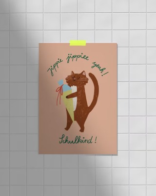 Postkarte Schulkind Katze JudithMachtDas - Katze