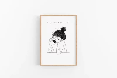 First Cup Is The Sweetest - Art Print - JudithMachtDas - DIN A4 Black