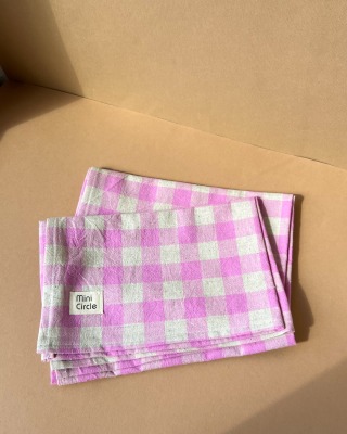 Geschirrtuch Wasched Linen Mini Circle - Vintage Karo Pink 2er-Set