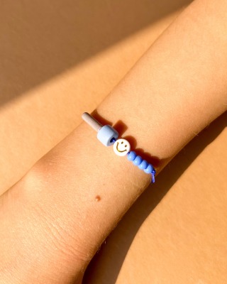 Armband Happy Face Frau Sieben X Mini Circle Edition - Cobalt Blue Beige