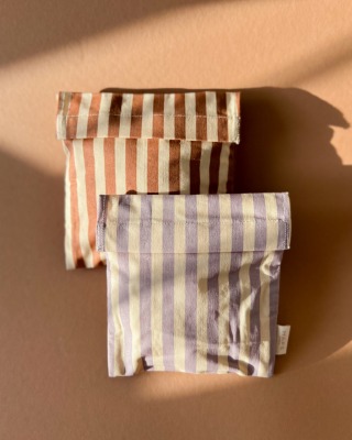 Sandwich Bag Marine stripe Terracotta/Lavender - Haps Nordic - Brotbeutel Marine stripe Terracotta/L
