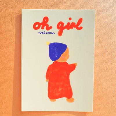 Postkarte Oh Girl Welcome Framboise und Ketchunp - Oh Girl Welcome