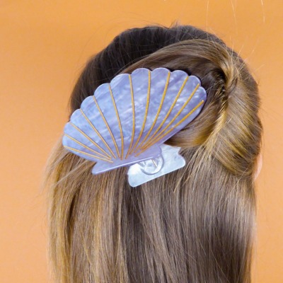 Hair Clip Shell Big Mini Circle - Lavender Perlmutt