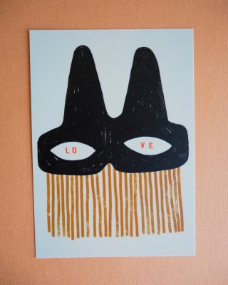 Postkarte Maske Love Framboise und Ketchup - Maske Love