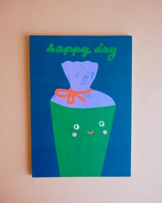 Postkarte Happy Day Framboise und Ketchunp - Happy Day Blau